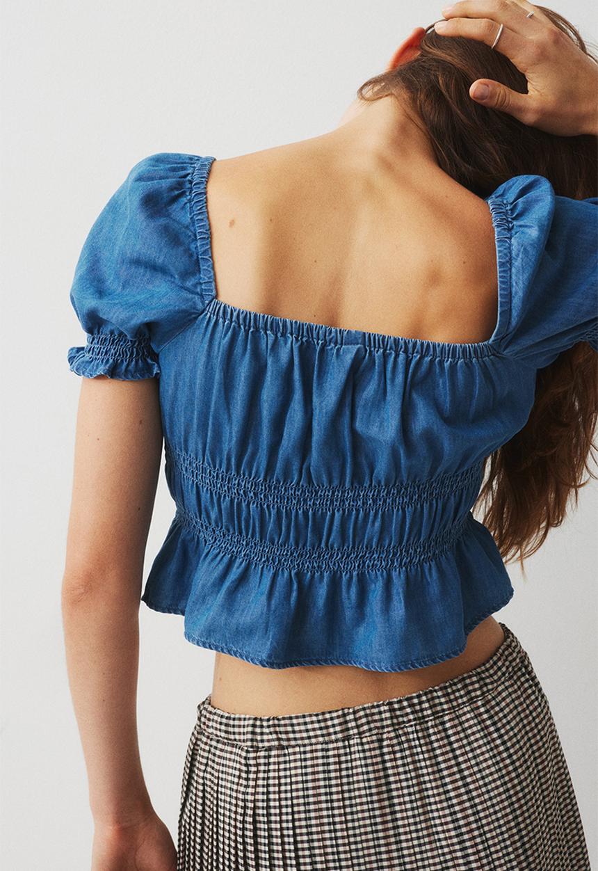 H&M - Smocked blouse - denim blue