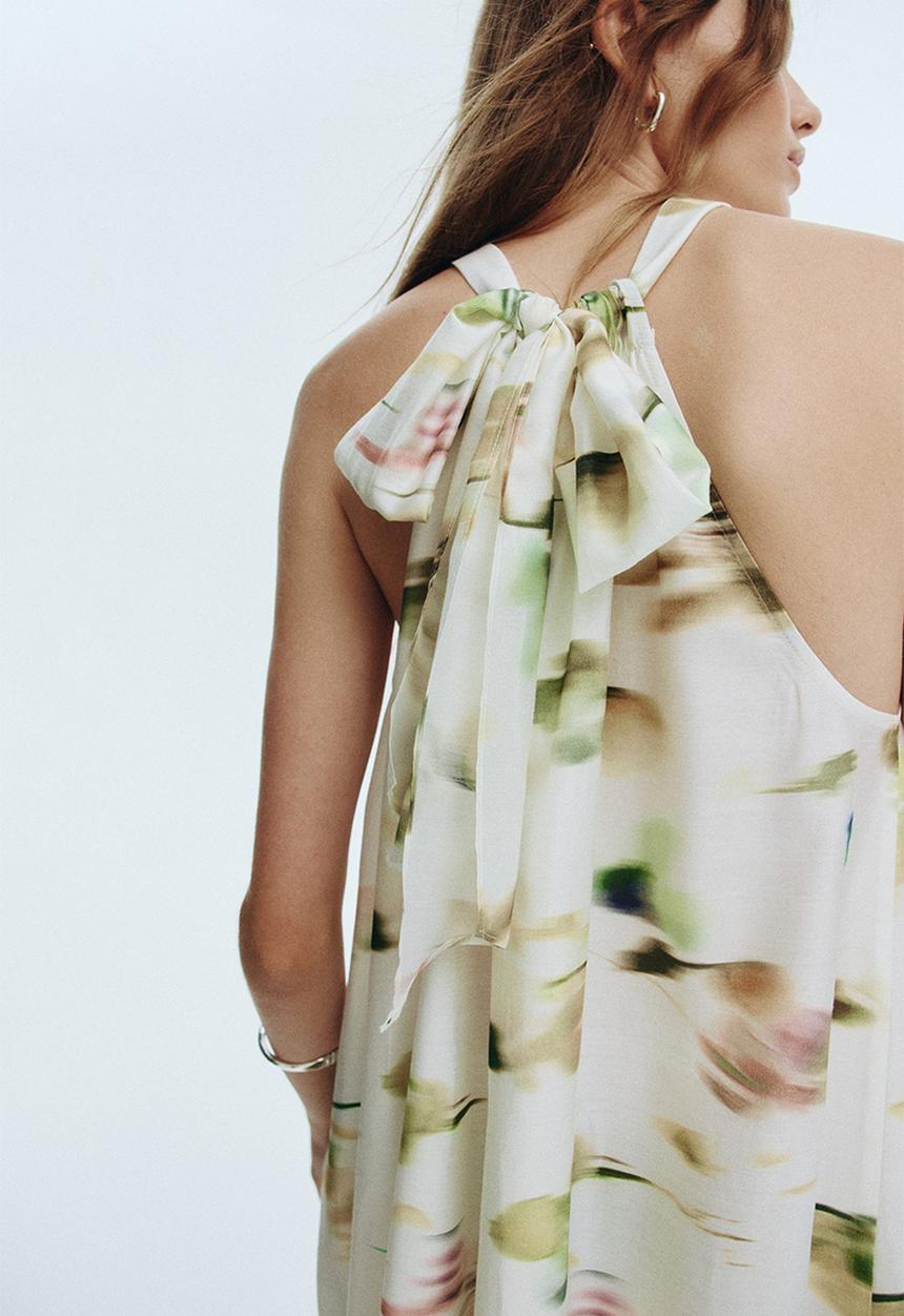 H&M - Tie-neck dress - white/floral