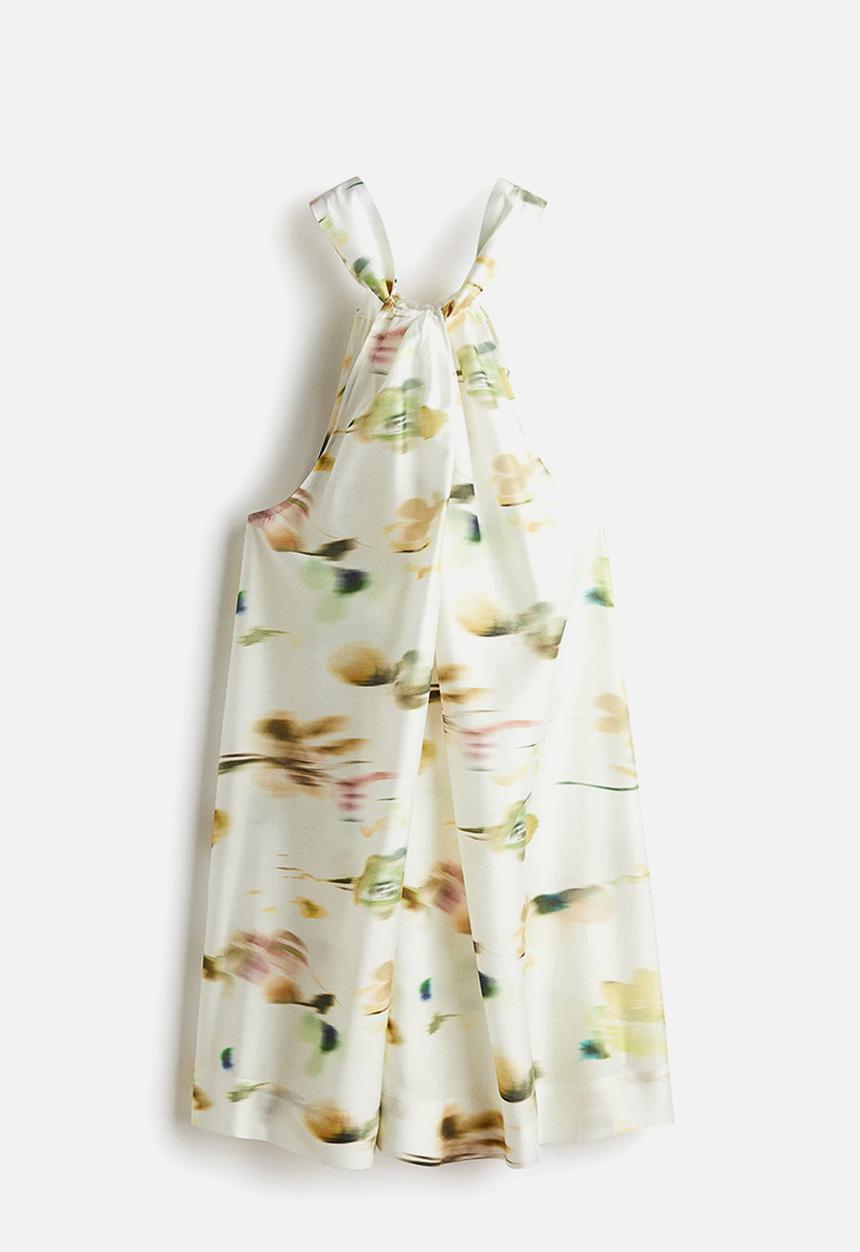 H&M - Tie-neck dress - white/floral