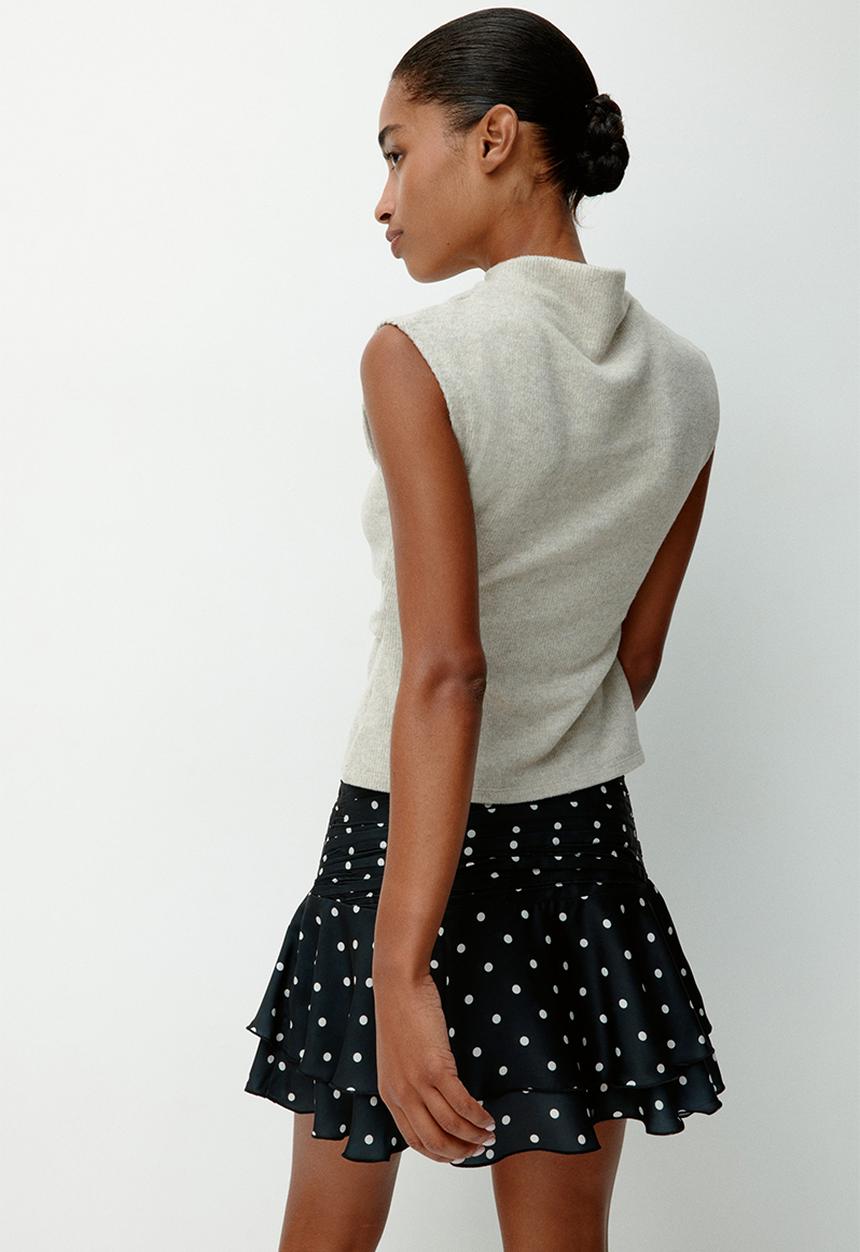 H&M - Satin mini skirt - black/spotted