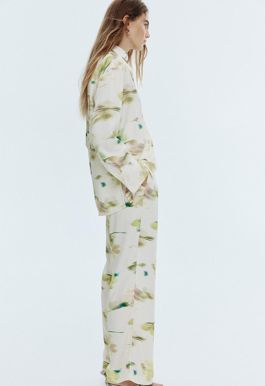 H&M - Wide trousers - cream/patterned