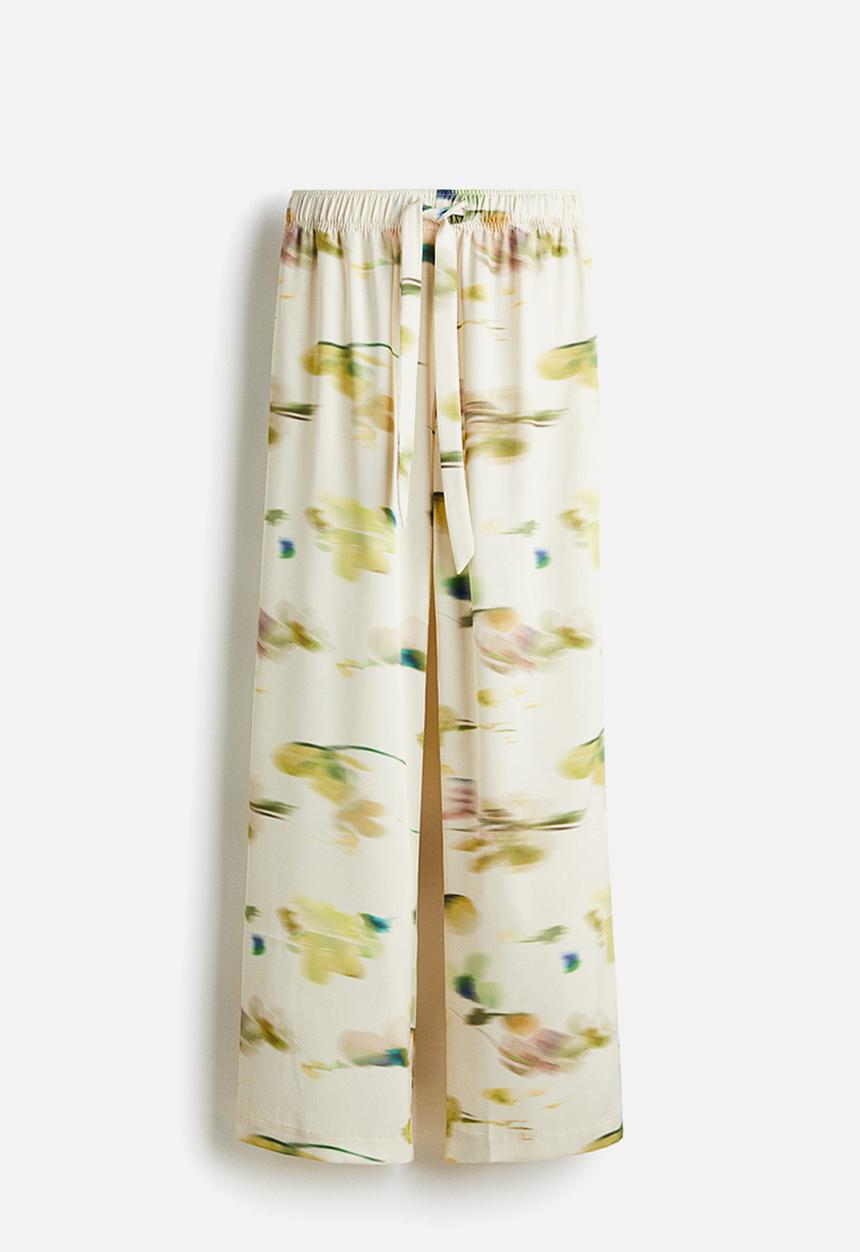 H&M - Wide trousers - cream/patterned