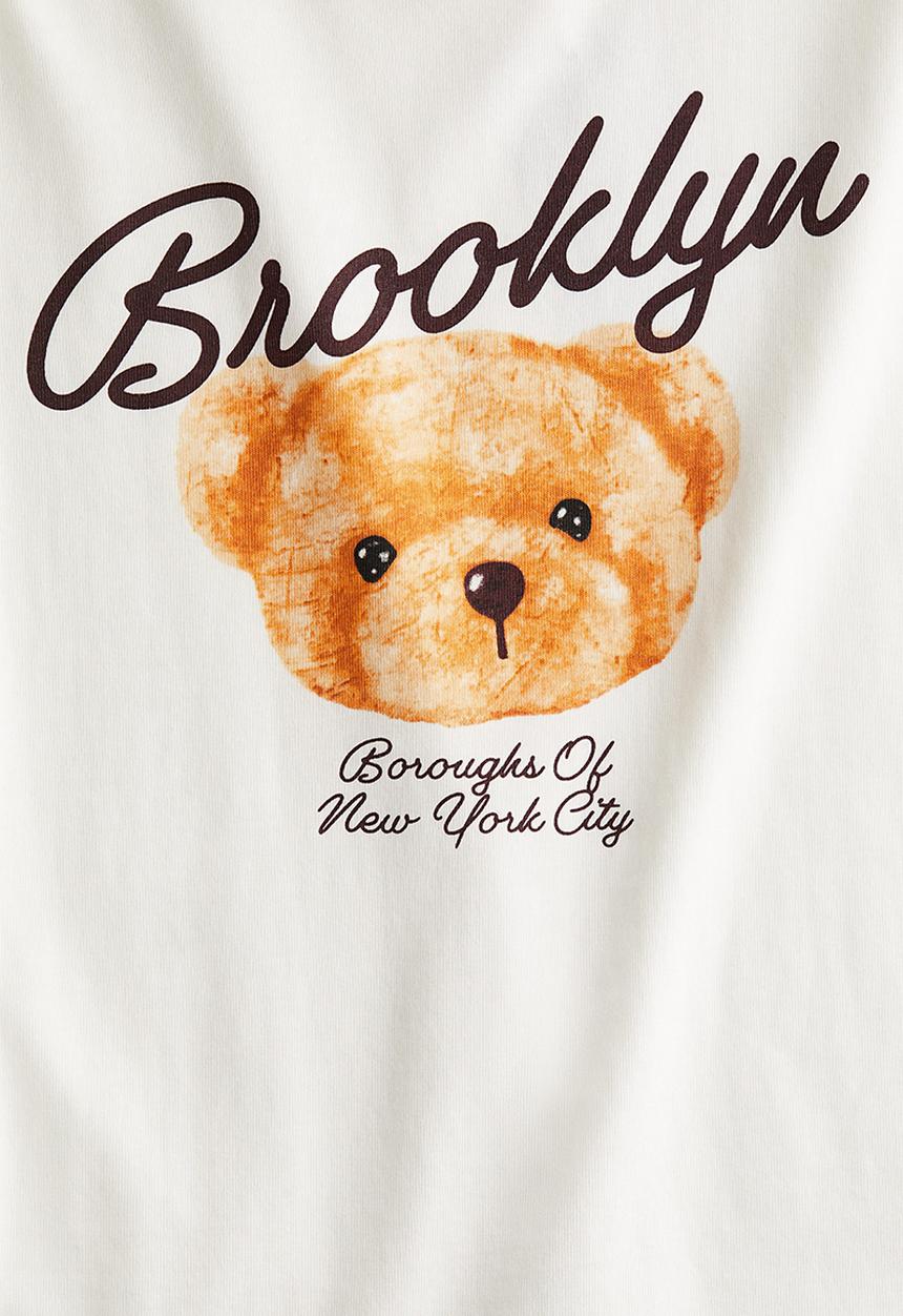H&M - Print-motif cotton T-shirt - white/teddy bear