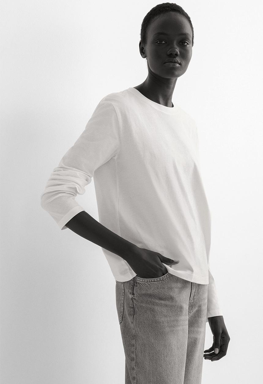 H&M - Long-sleeved cotton top - white