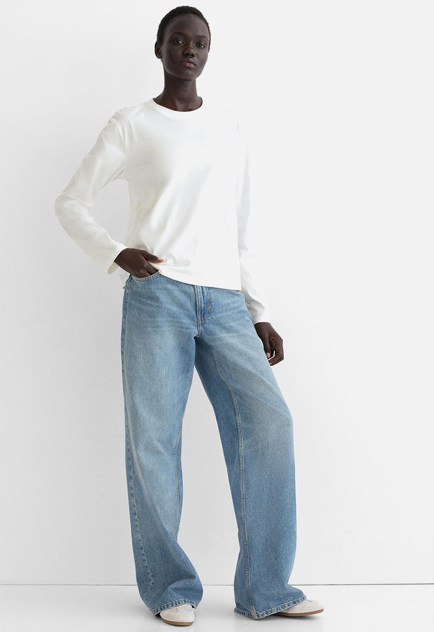 H&M - Long-sleeved cotton top - white