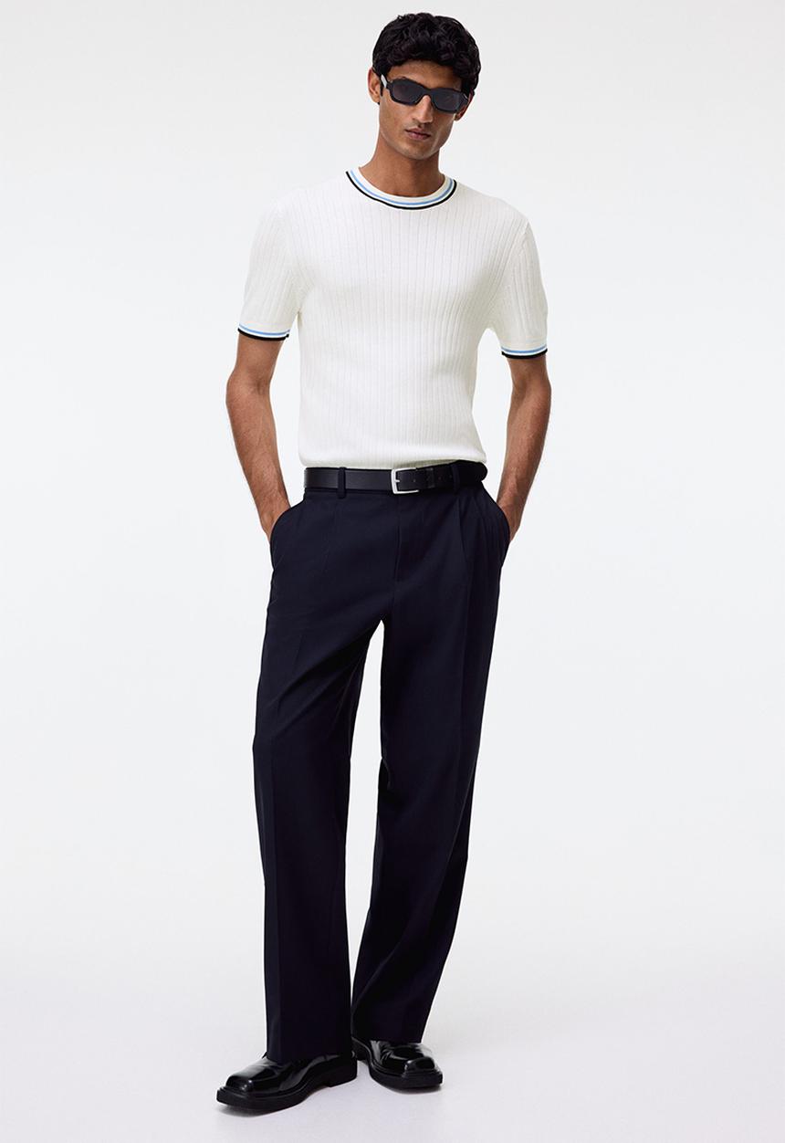 H&M - Slim fit rib-knit t-shirt - white