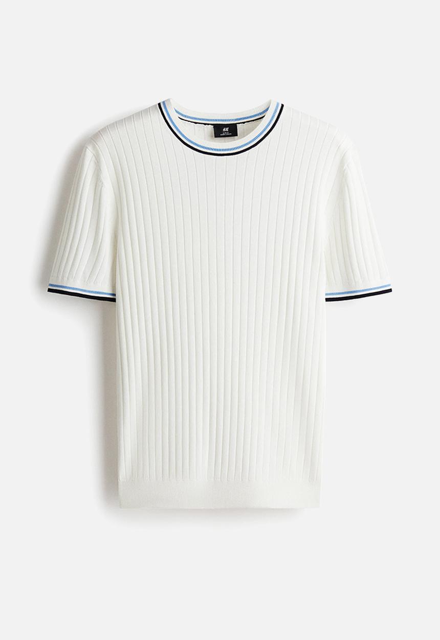 H&M - Slim fit rib-knit t-shirt - white