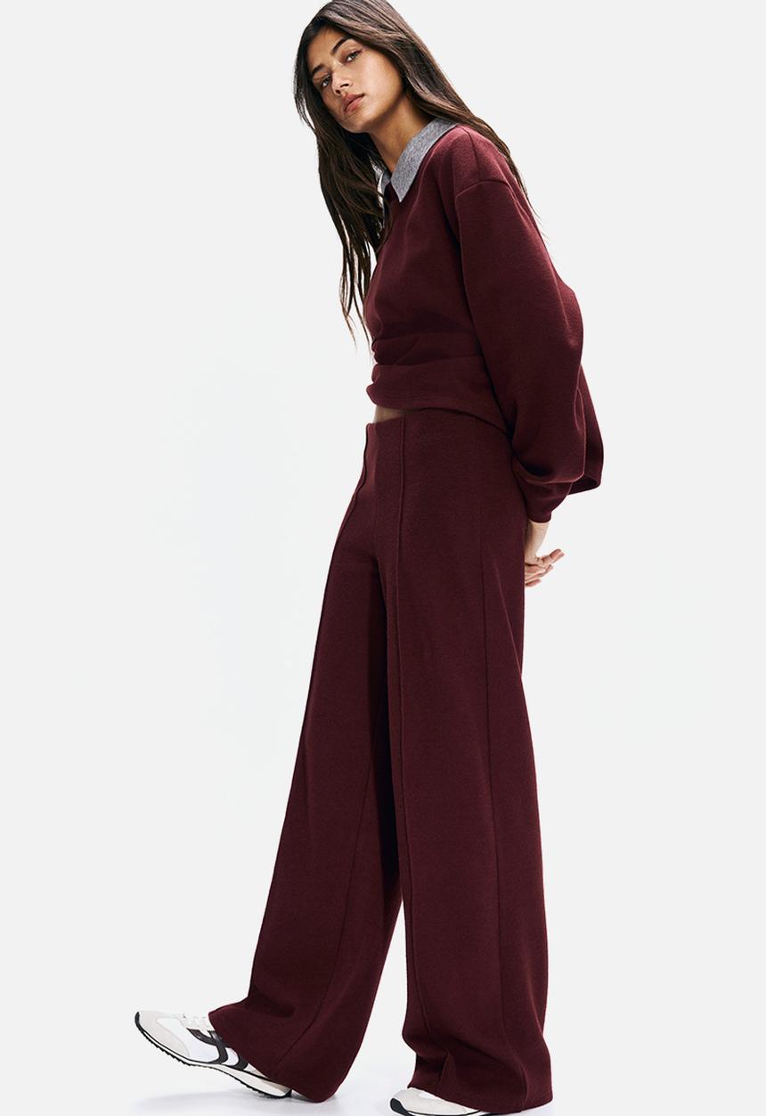 H&M - Crease-leg trousers - burgundy