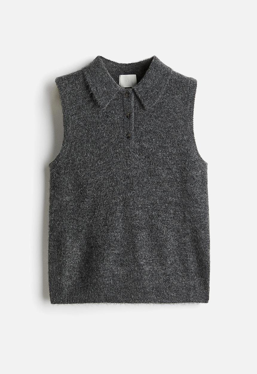 H&M - Collared sweater vest - dark grey marl