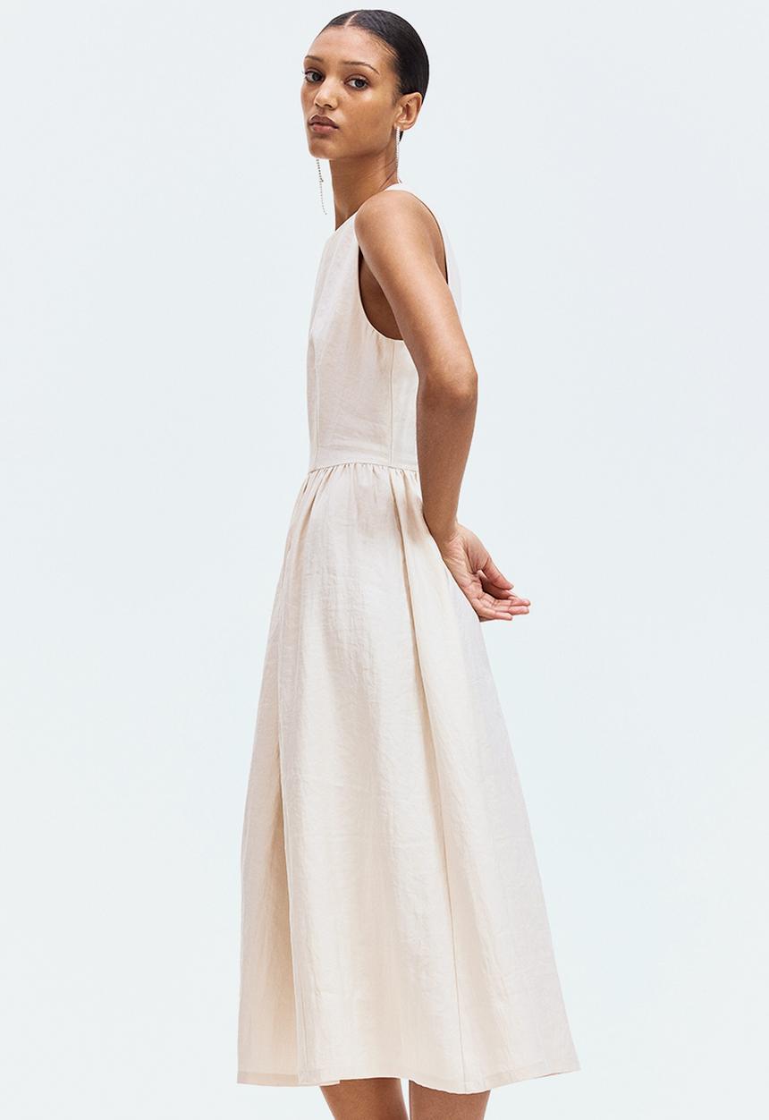 H&M - Sleeveless twill dress - light beige