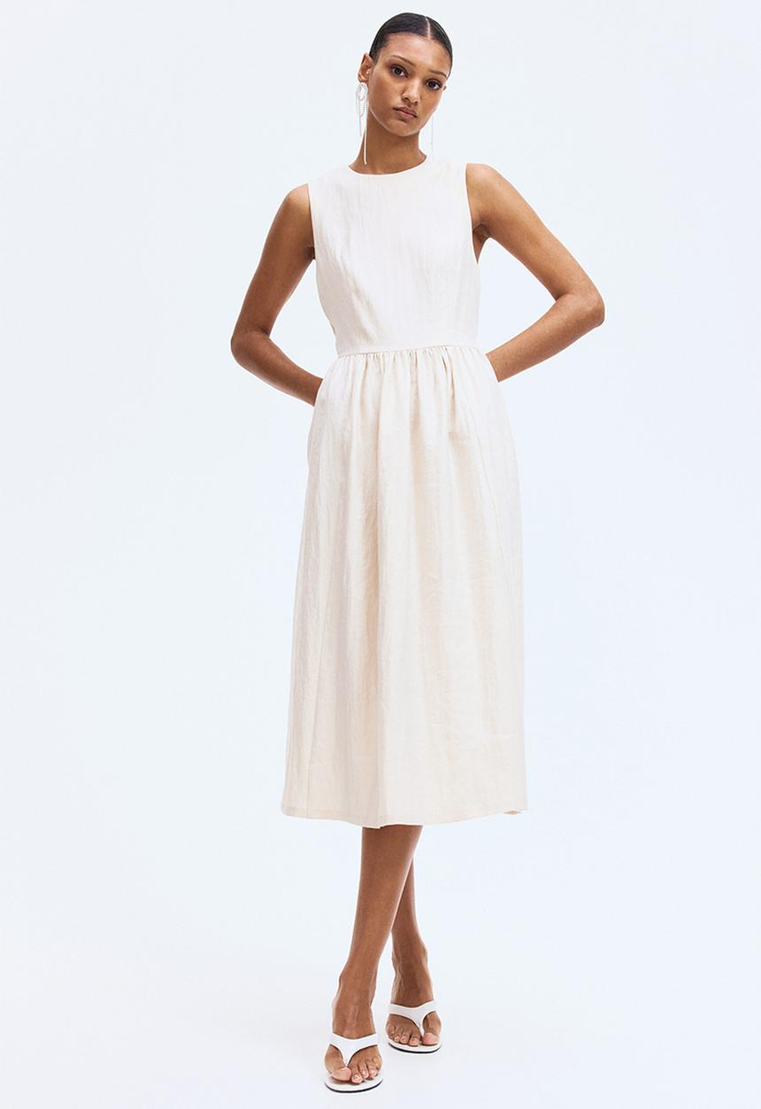 H&M - Sleeveless twill dress - light beige