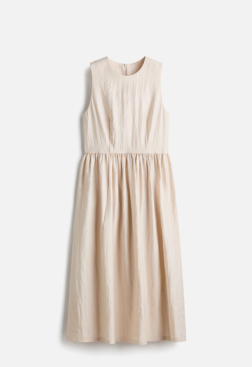 H&M - Sleeveless twill dress - light beige