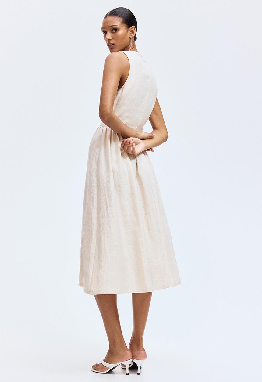 H&M - Sleeveless twill dress - light beige