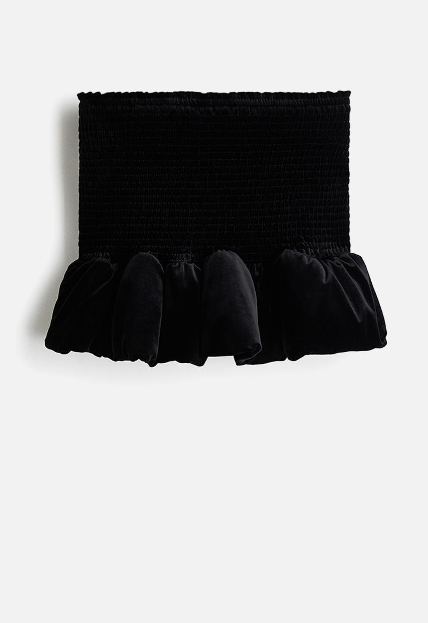 H&M - Smocked velour skirt - black