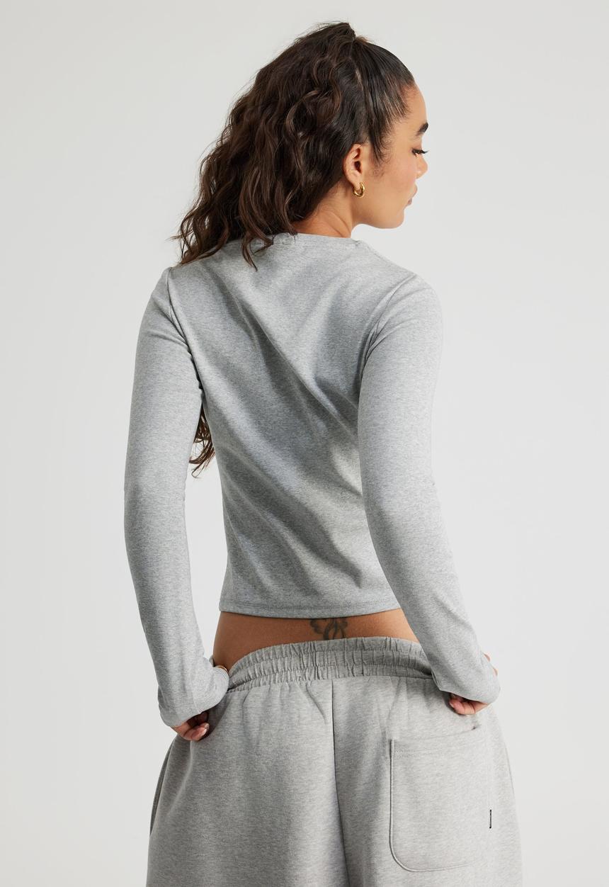 Factorie - Authentics Fitted Long Sleeve Top - Grey Marle