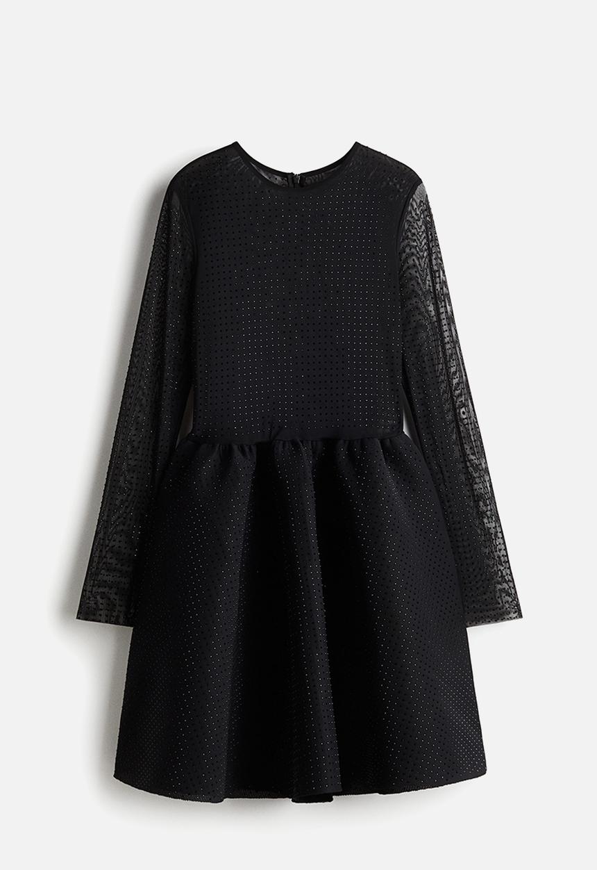 H&M - Embellished mesh dress - black