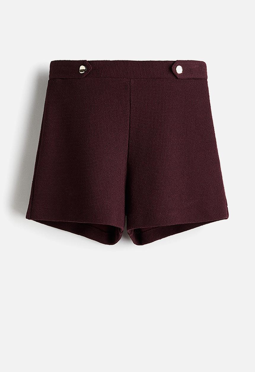 H&M - Textured-knit shorts - burgundy
