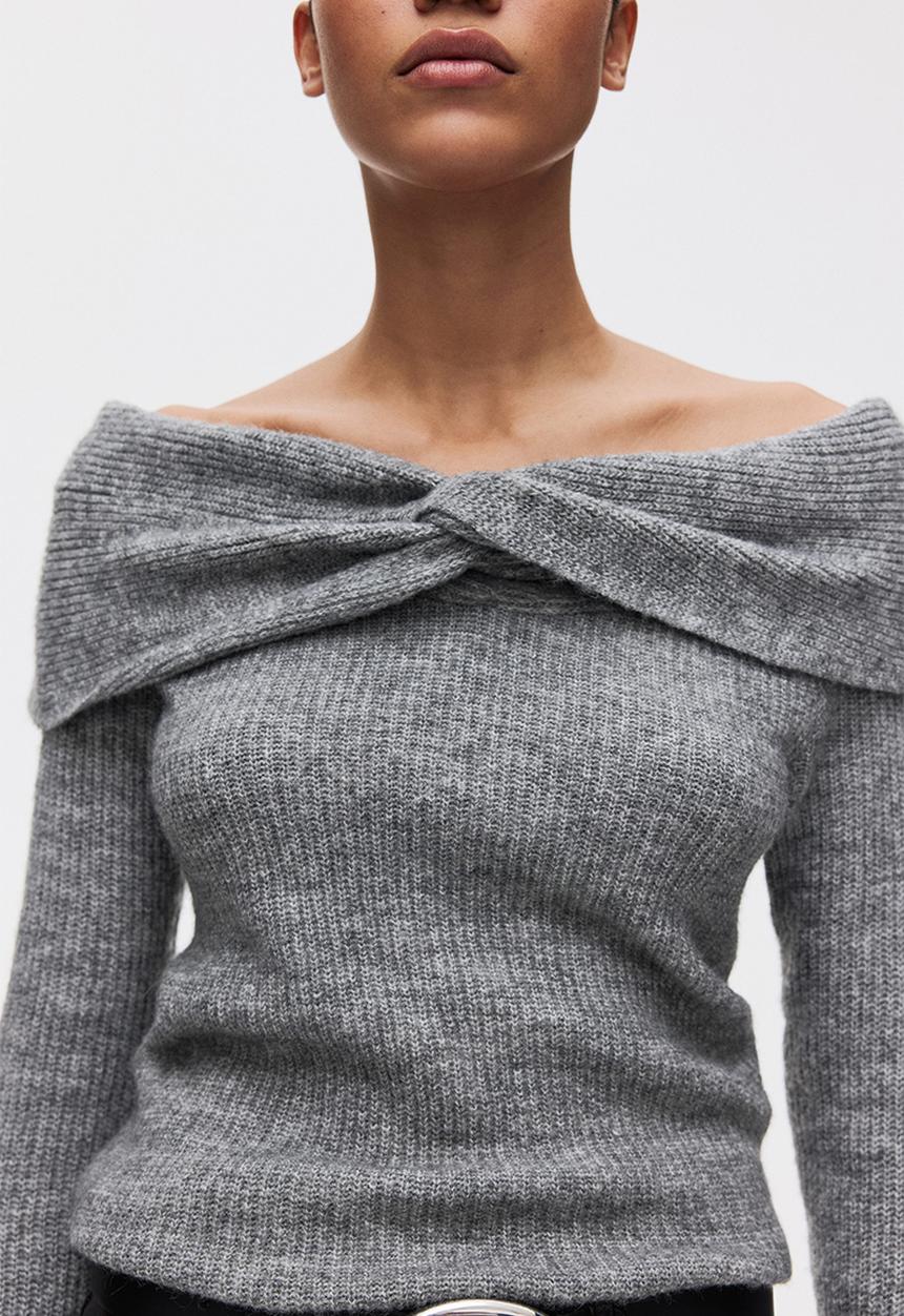 H&M - Off-the-shoulder jumper - grey marl