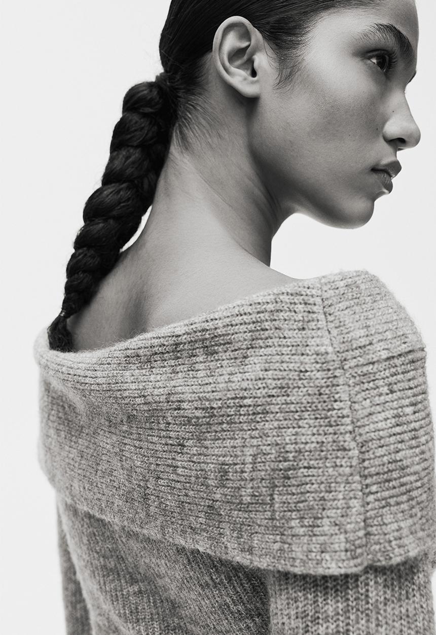 H&M - Off-the-shoulder jumper - grey marl