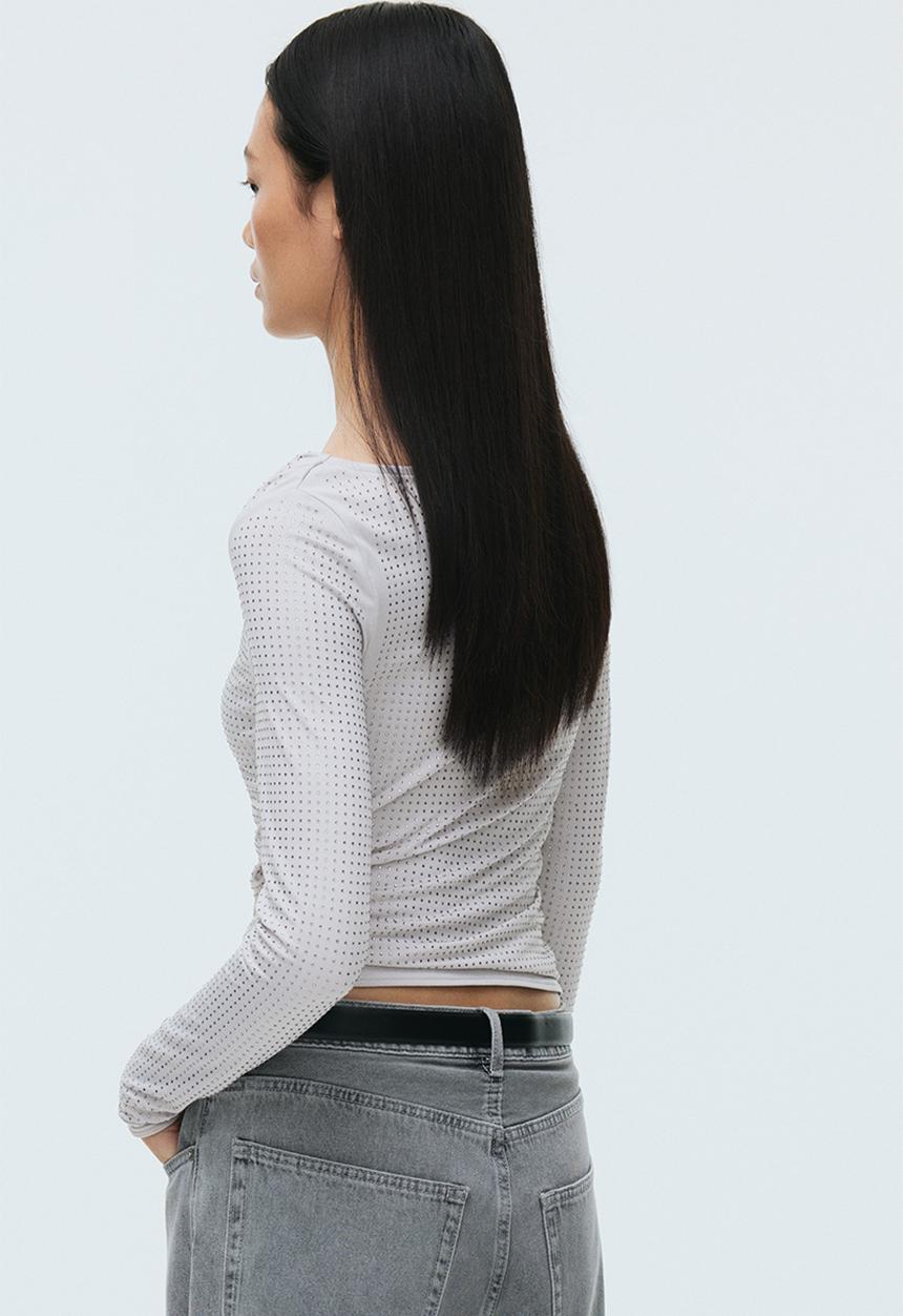 H&M - Embellished top - light grey