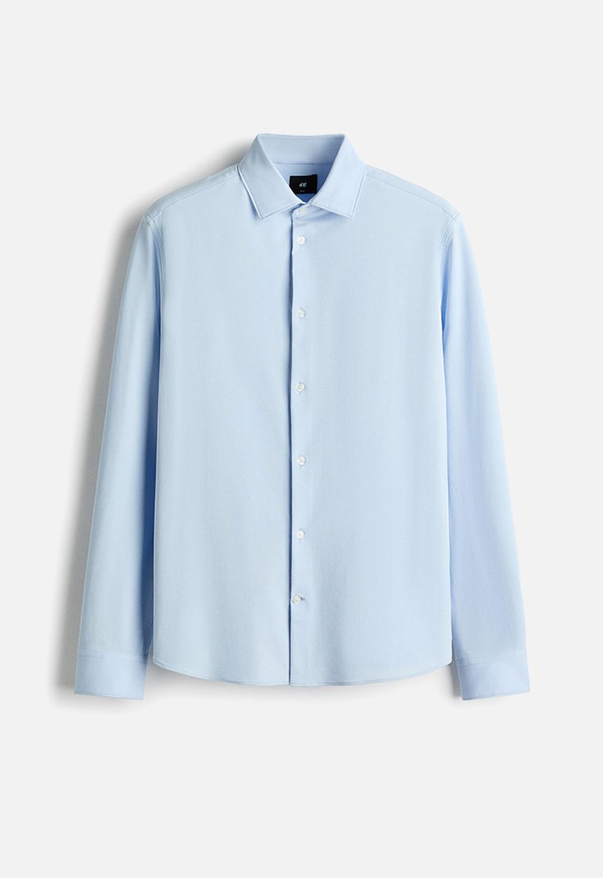 H&M - Four-way stretch slim fit shirt - light blue