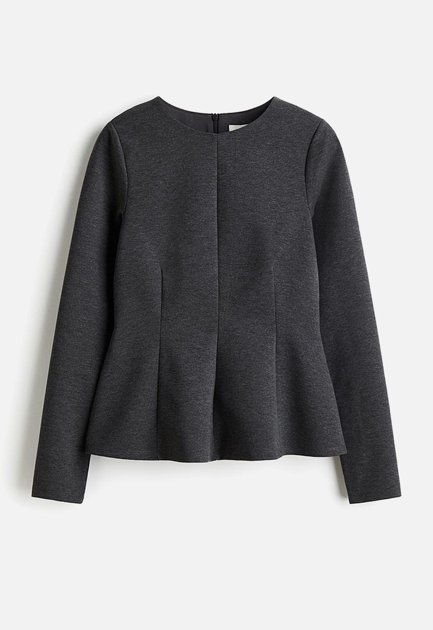 H&M - Jersey peplum top - dark grey