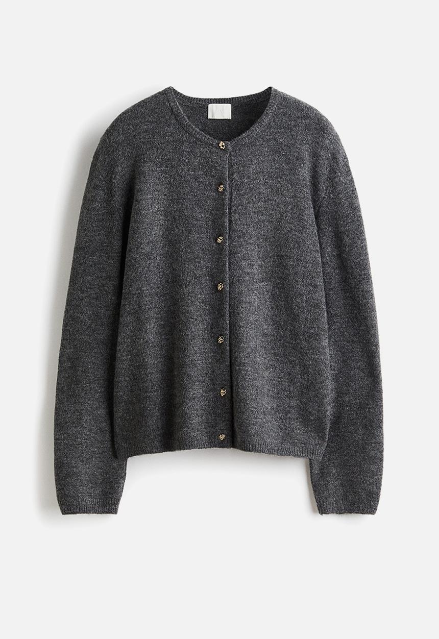 H&M - Fine-knit cardigan - dark grey marl