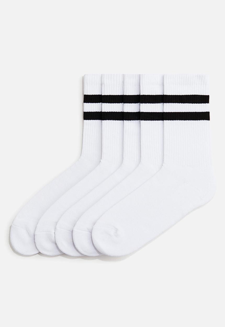 H&M - 5-Pack socks with lycra - white/striped