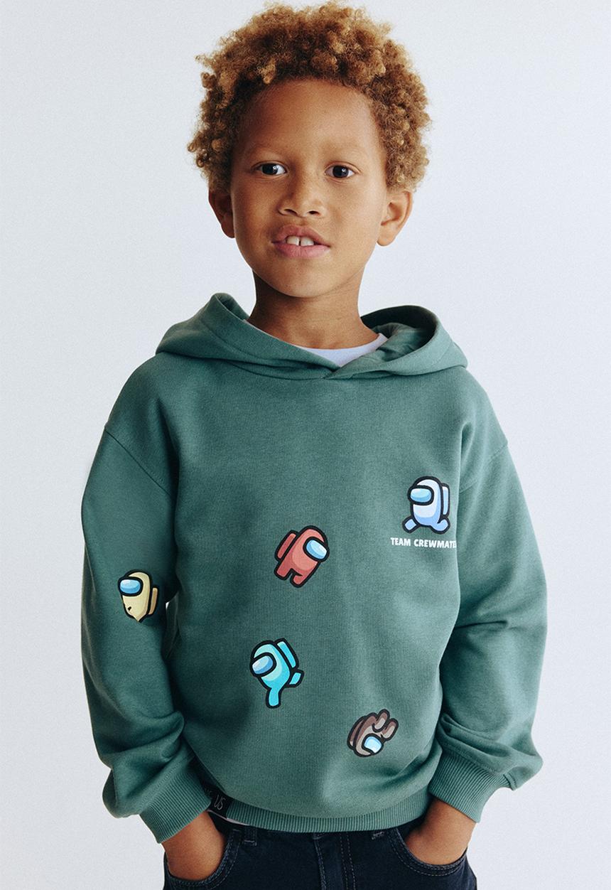 H&M - Print-motif hoodie - green/among us