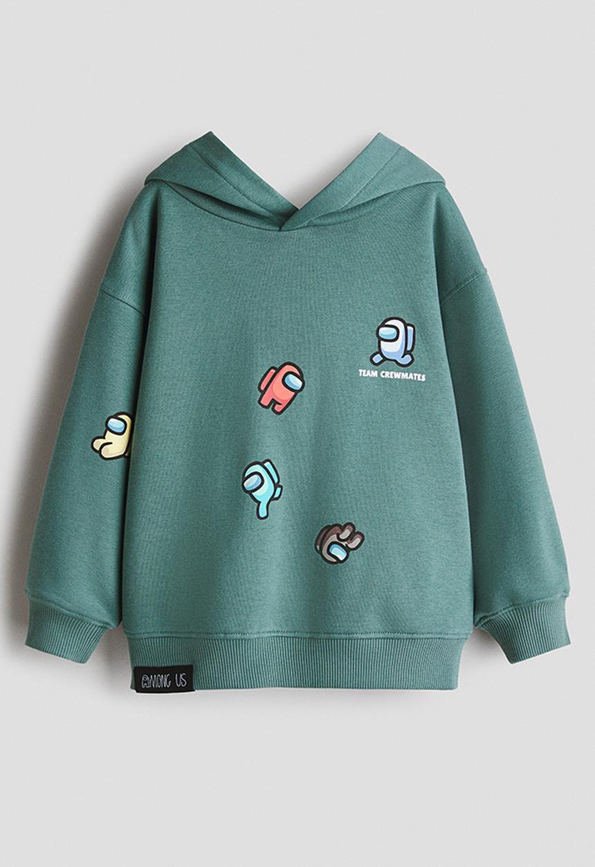 H&M - Print-motif hoodie - green/among us