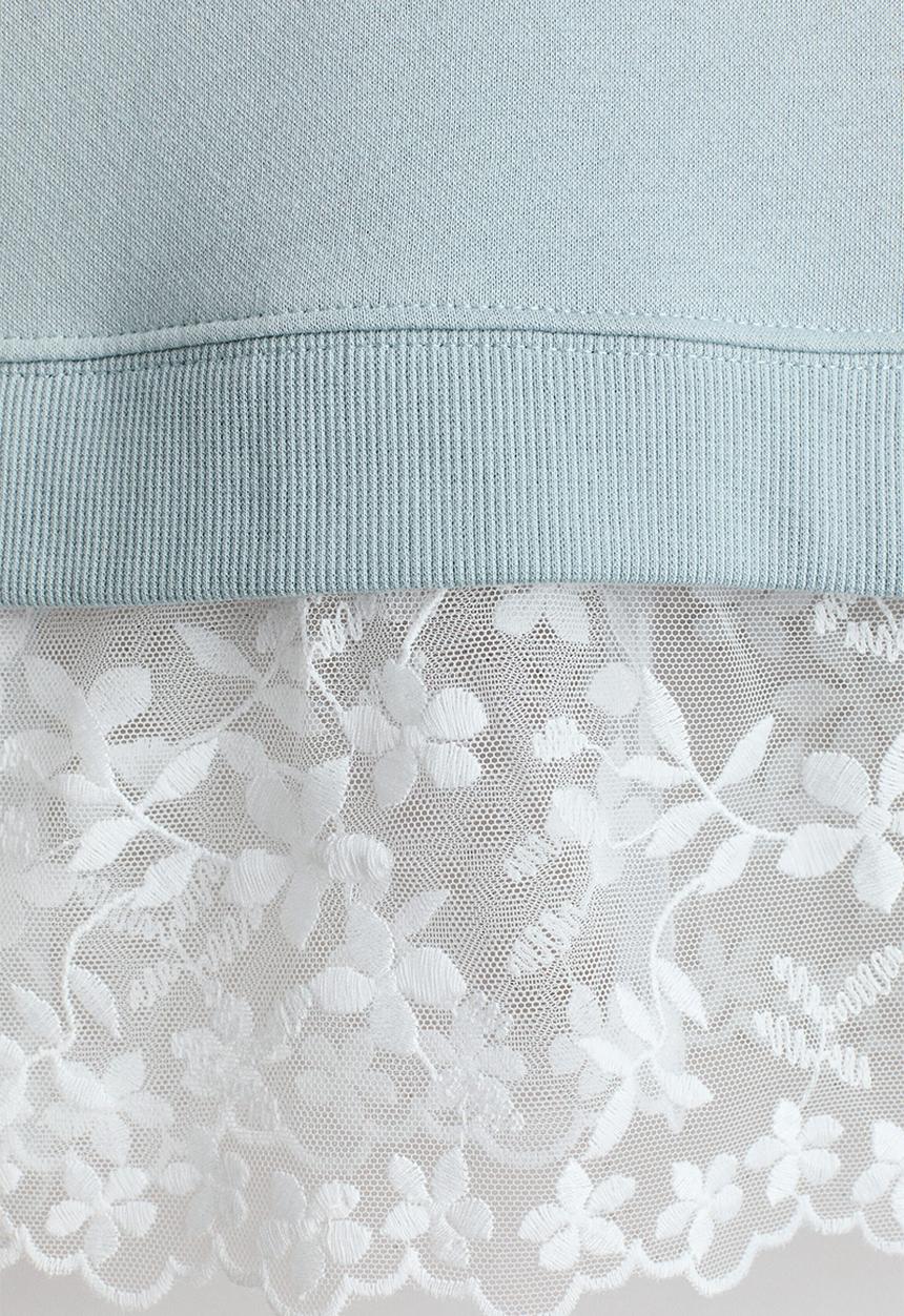 H&M - Double-layered motif-detail sweatshirt - light turquoise/love