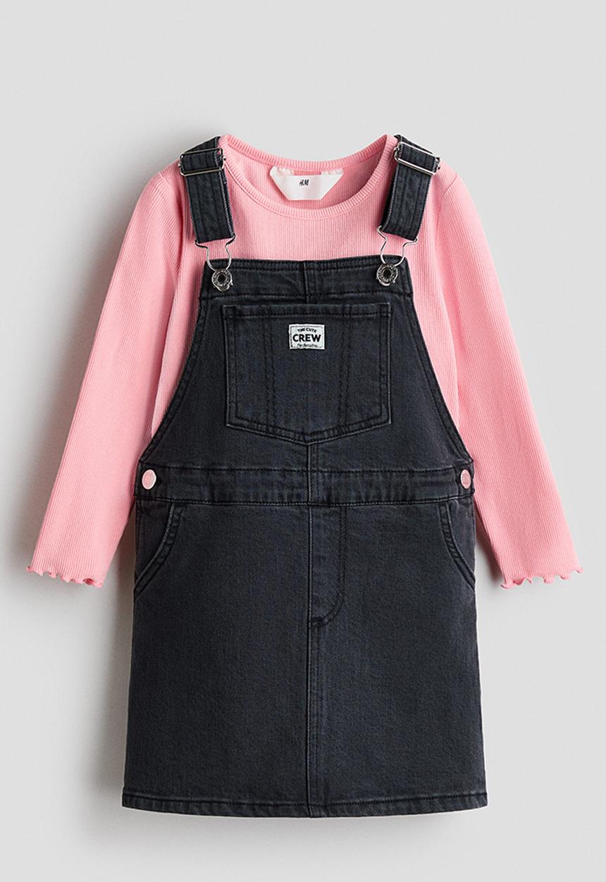 H&M - 2-Piece cotton set - dark grey/pink