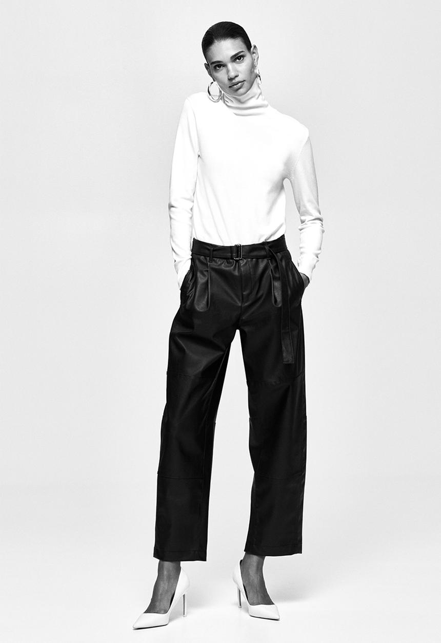H&M - Belted coated trousers - black