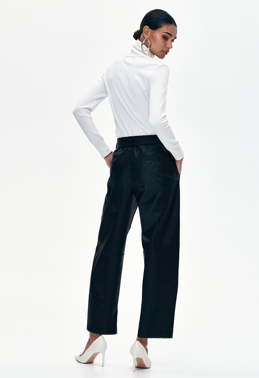 H&M - Belted coated trousers - black