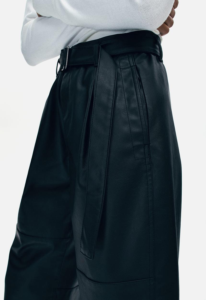 H&M - Belted coated trousers - black