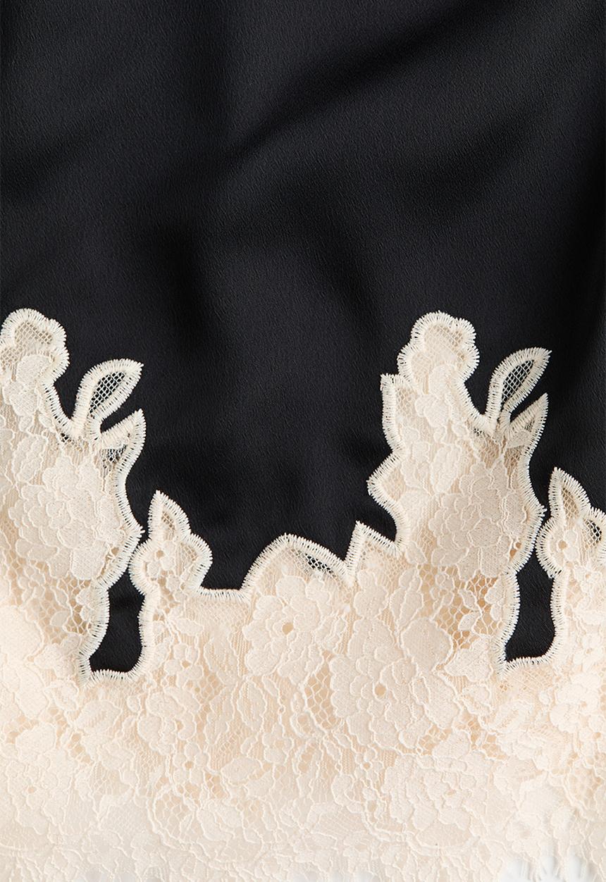 H&M - Lace-trimmed bandeau top - black/cream