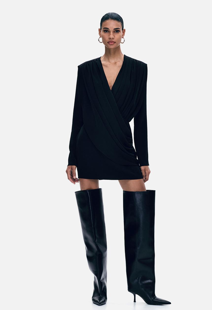 H&M - Draped wrap dress - black