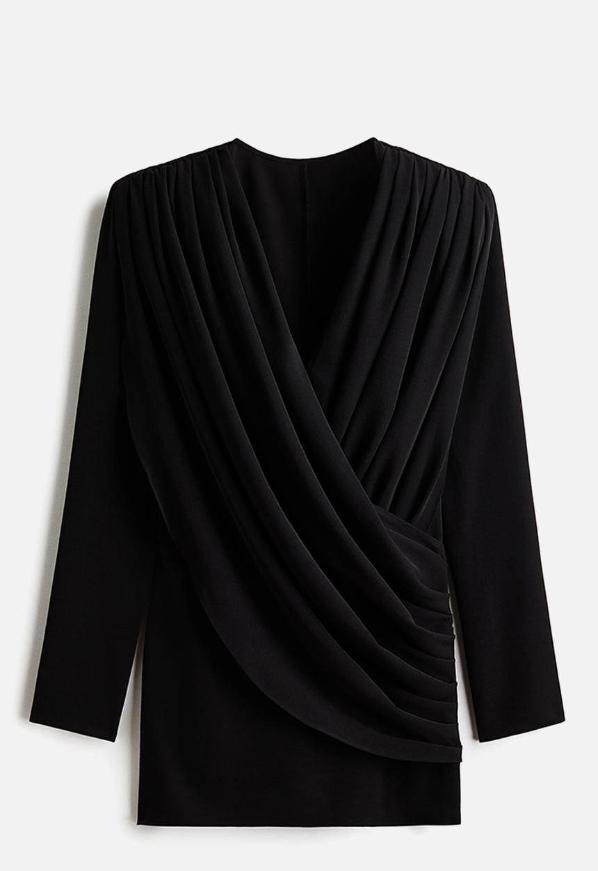 H&M - Draped wrap dress - black