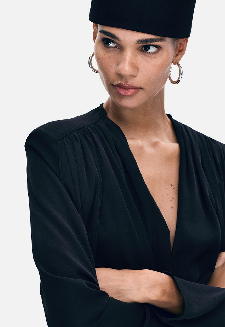 H&M - Draped wrap dress - black