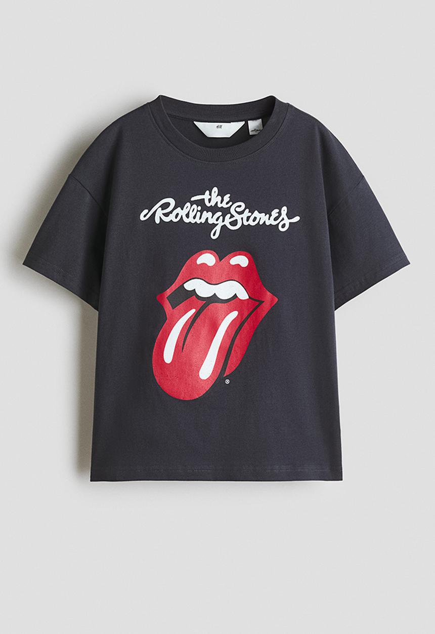 H&M - Loose-fit printed T-shirt - dark grey/the rolling stones