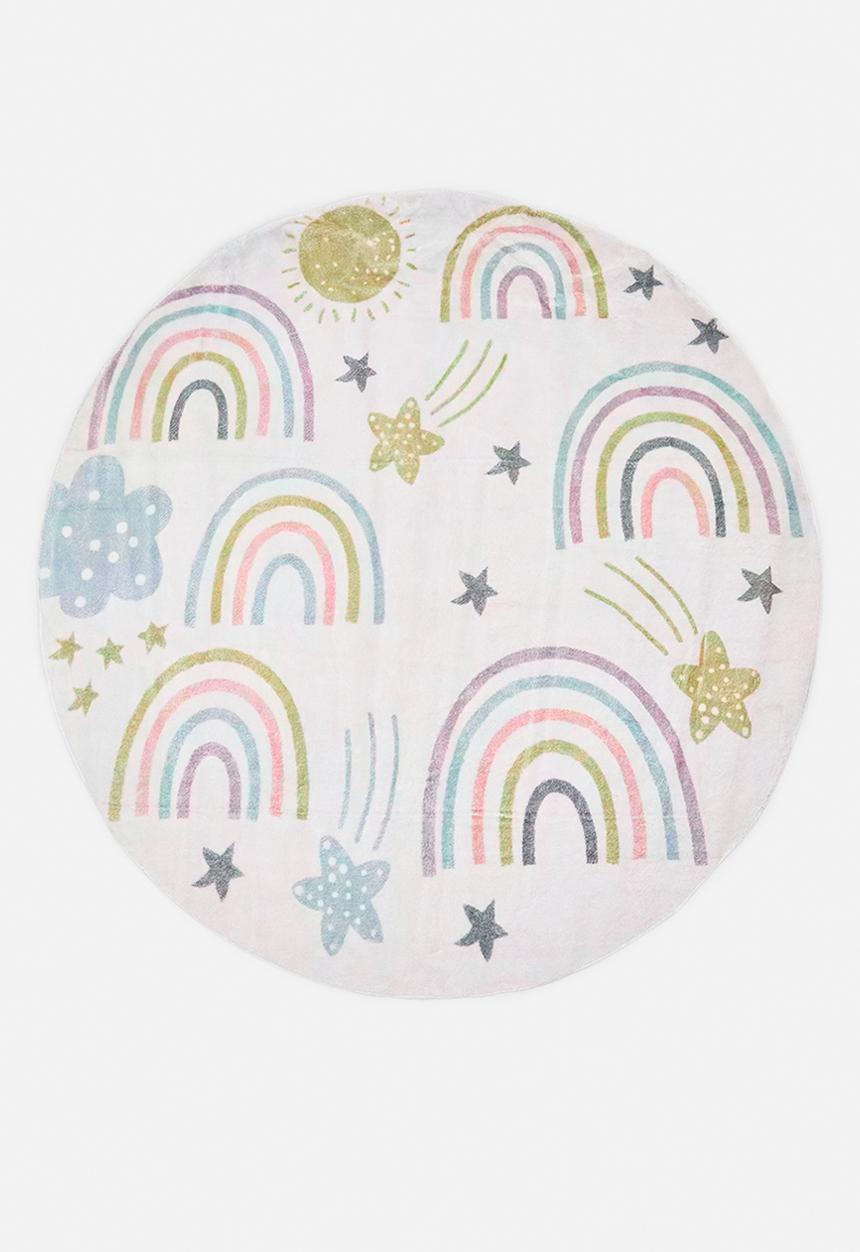 Pop Candy - Rainbows & stars round rug - off white