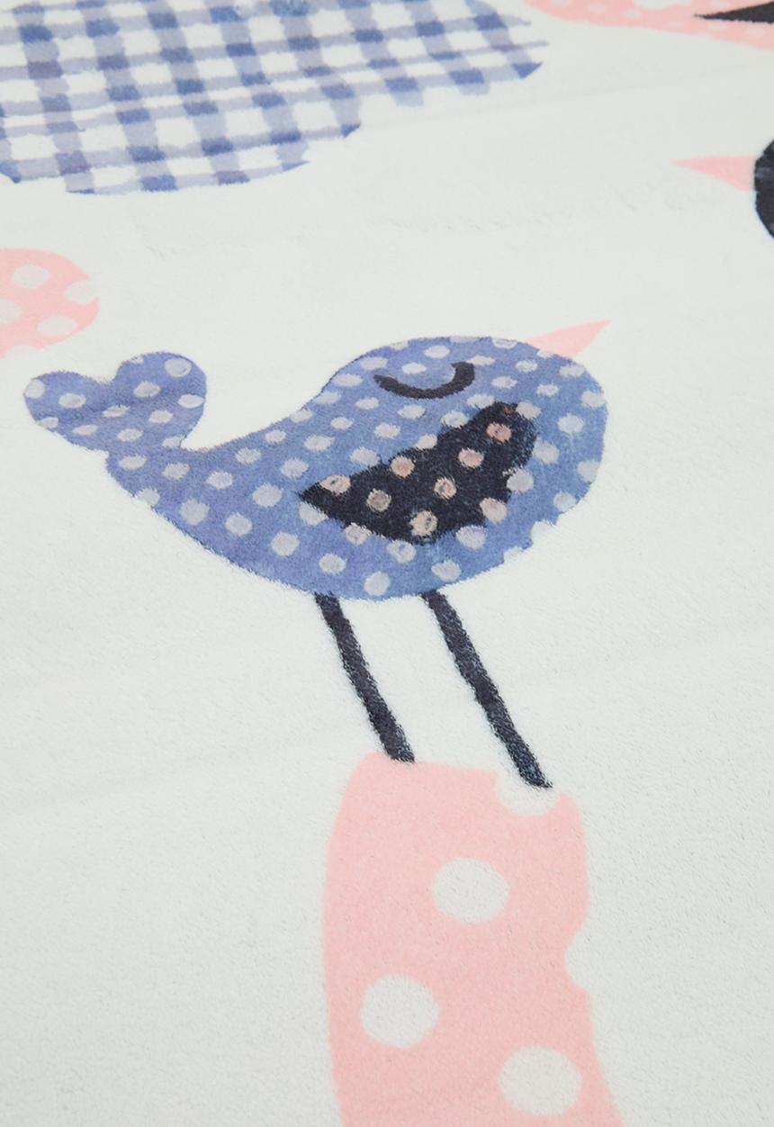 Pop Candy - Gingham patchwork rug - off white/multi/animals