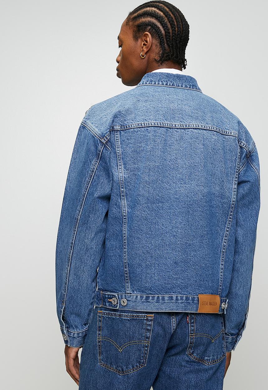 Steve Madden - Mens Dodge Denim Trucker Jacket - Mid Blue