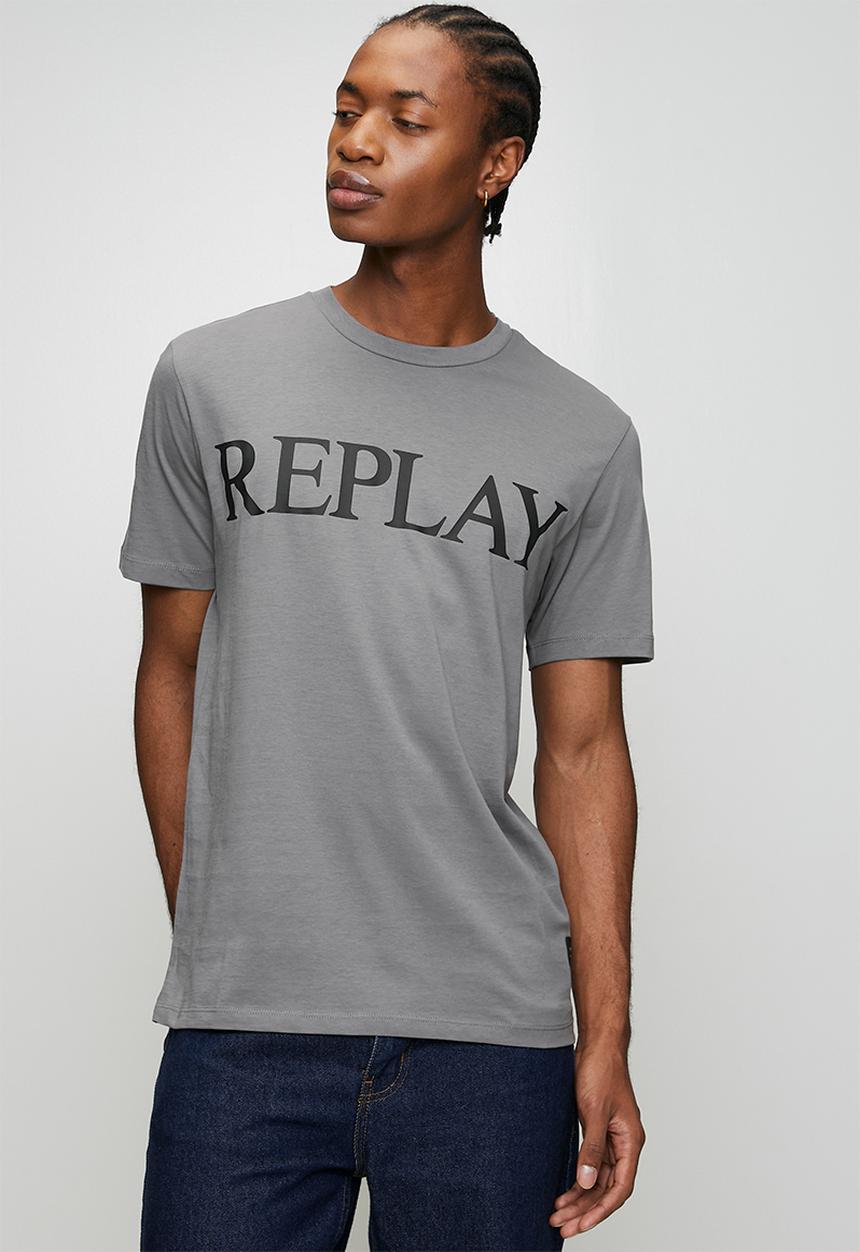 Replay - Jersey T-shirt With Logo Print - Grey