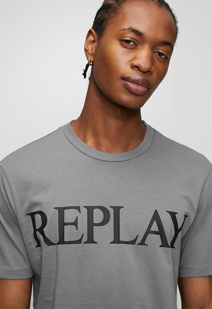 Replay - Jersey T-shirt With Logo Print - Grey
