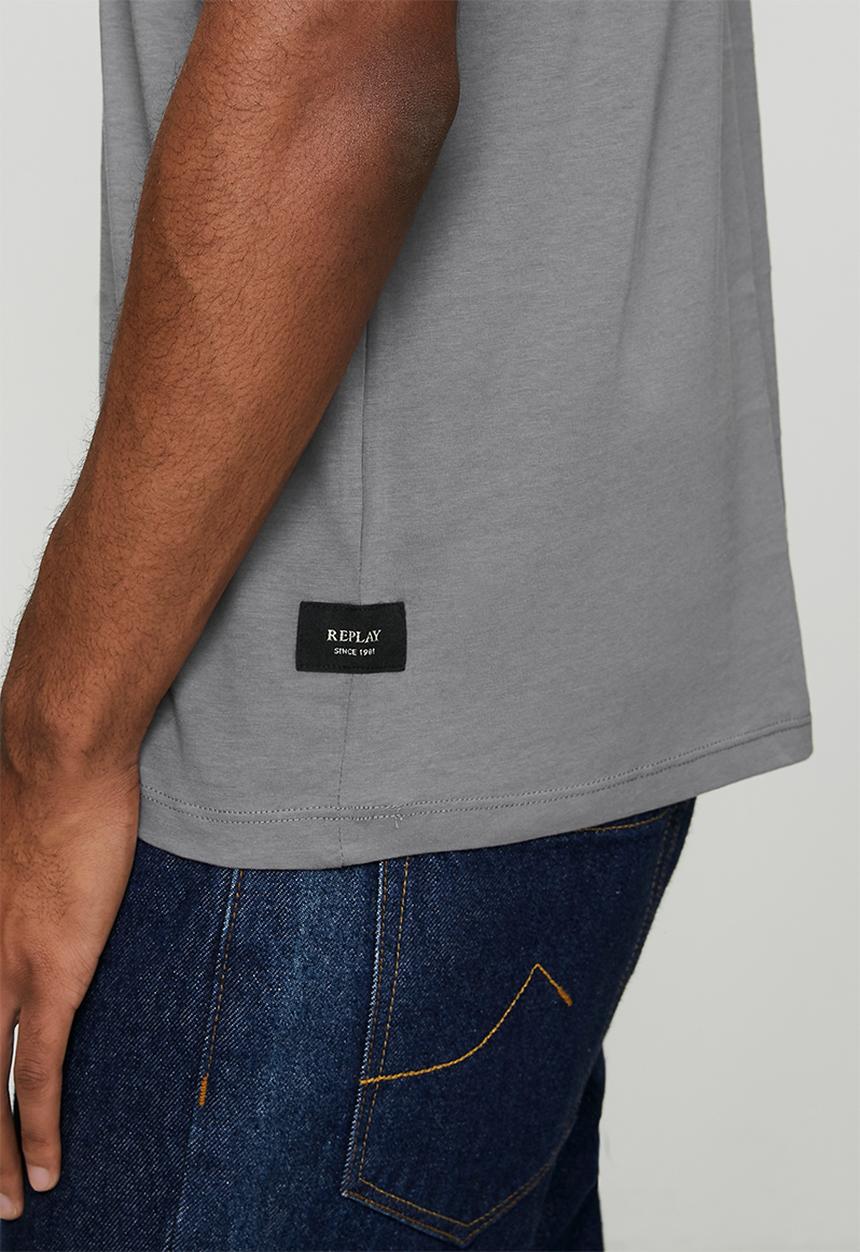Replay - Jersey T-shirt With Logo Print - Grey