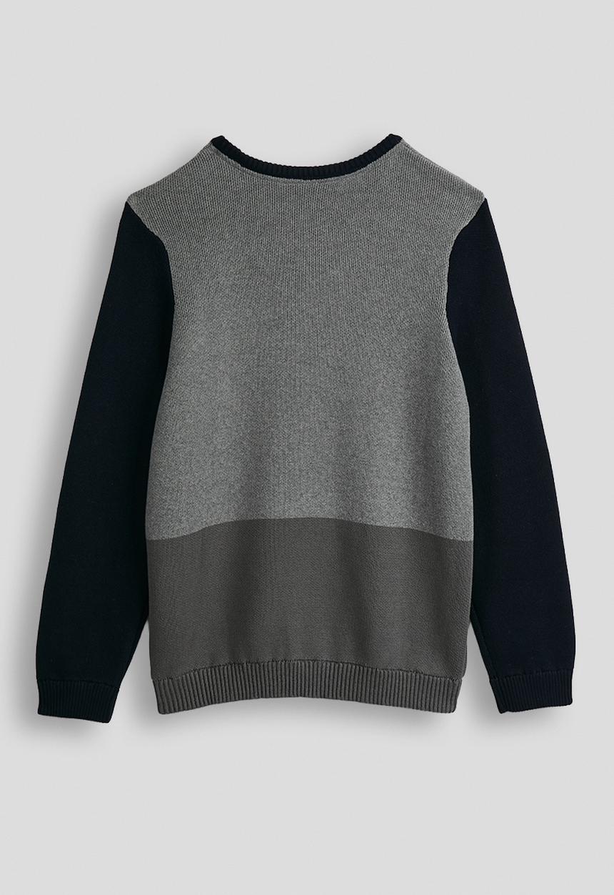 POLO - Boys trent colour blocked knit - grey