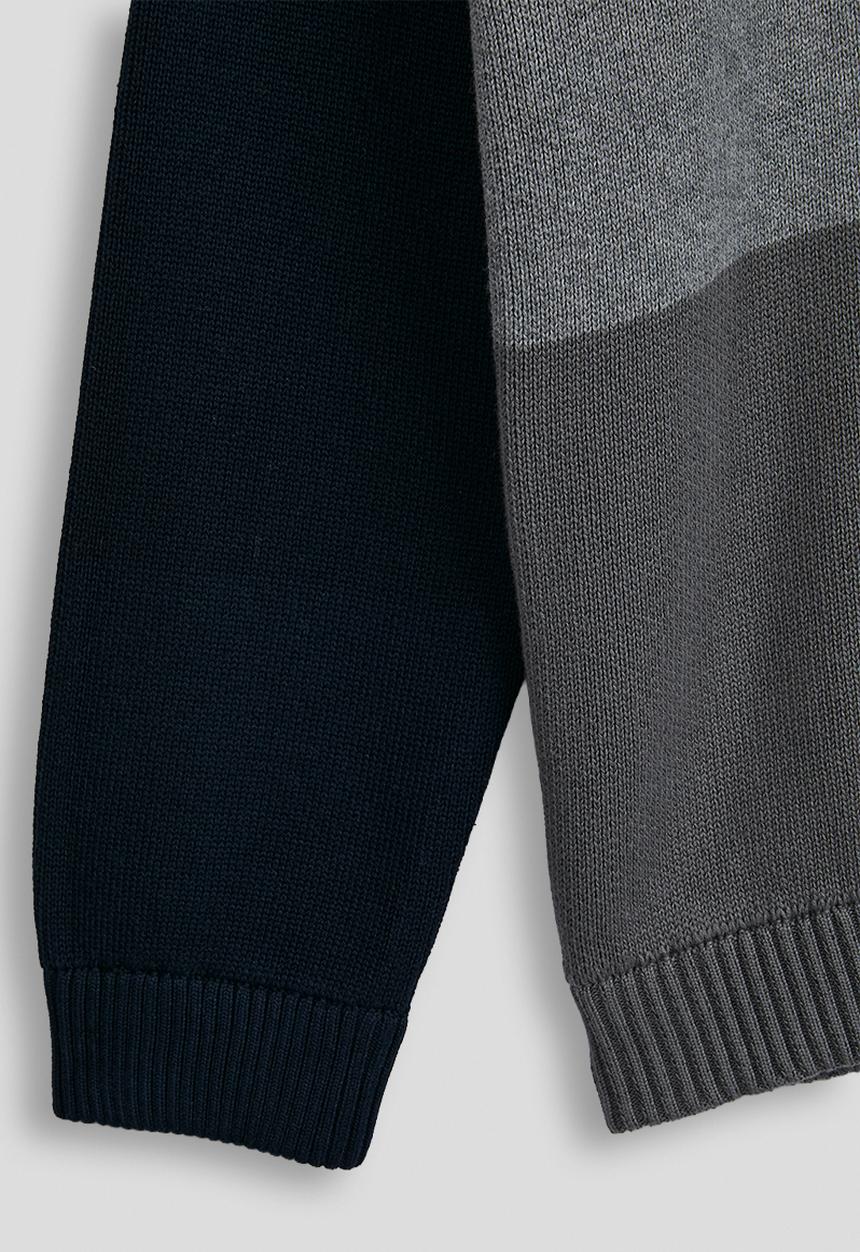 POLO - Boys trent colour blocked knit - grey