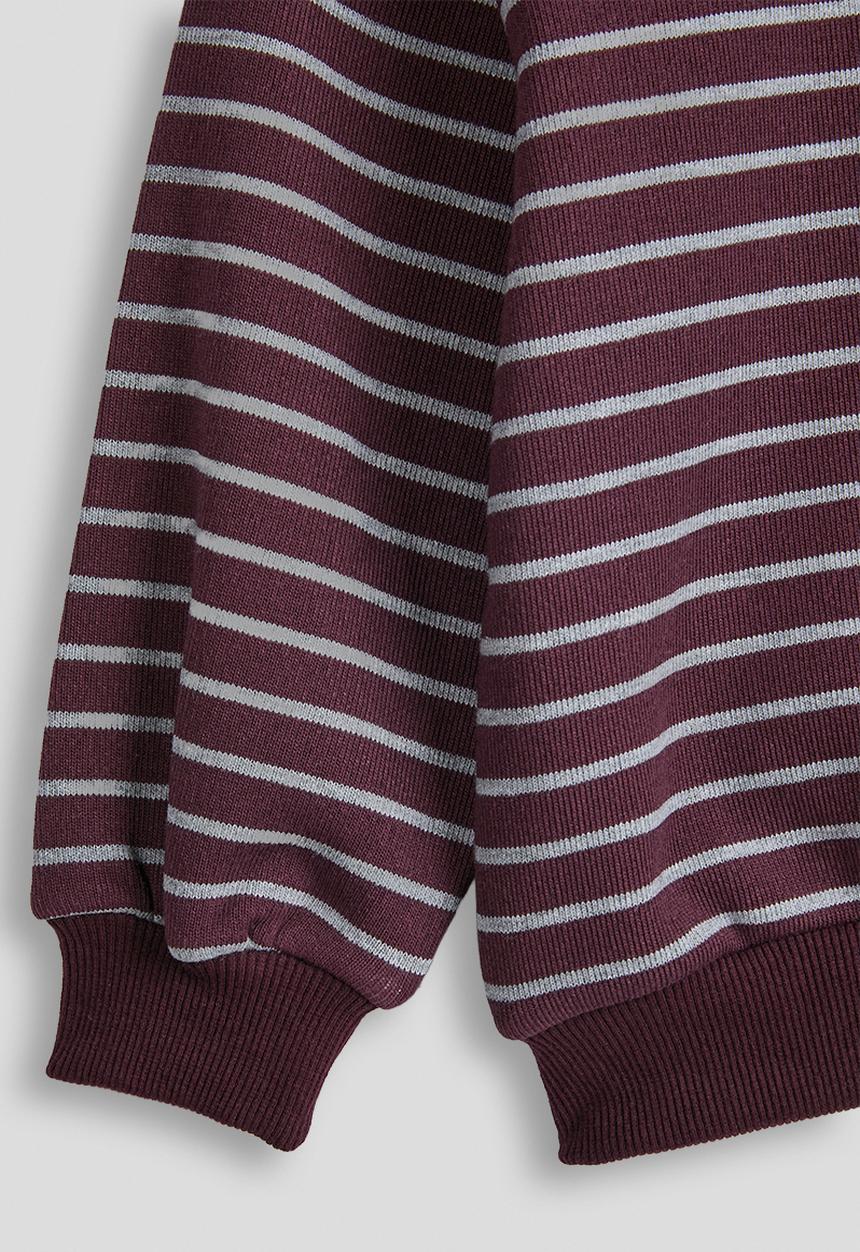 Pop Candy - Knit zip-up sweatshirt - plum/grey stripe