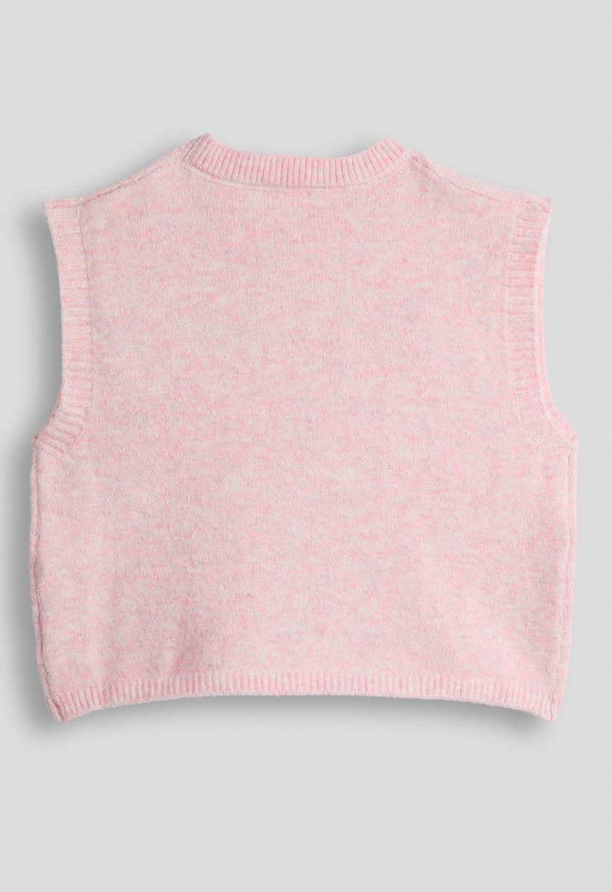Pop Candy - Hand-embroidered jumper vest - pink melange
